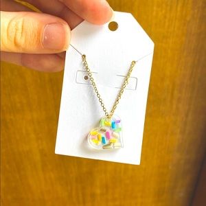 Handmade candy sprinkle heart necklace